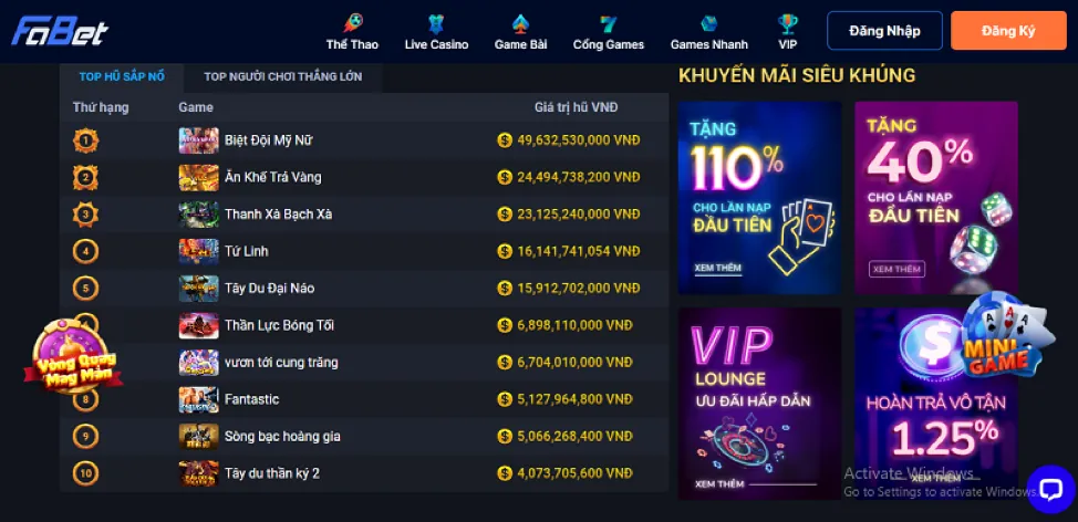 Khuyến mãi bắn cá nổ hũ ok365vip
